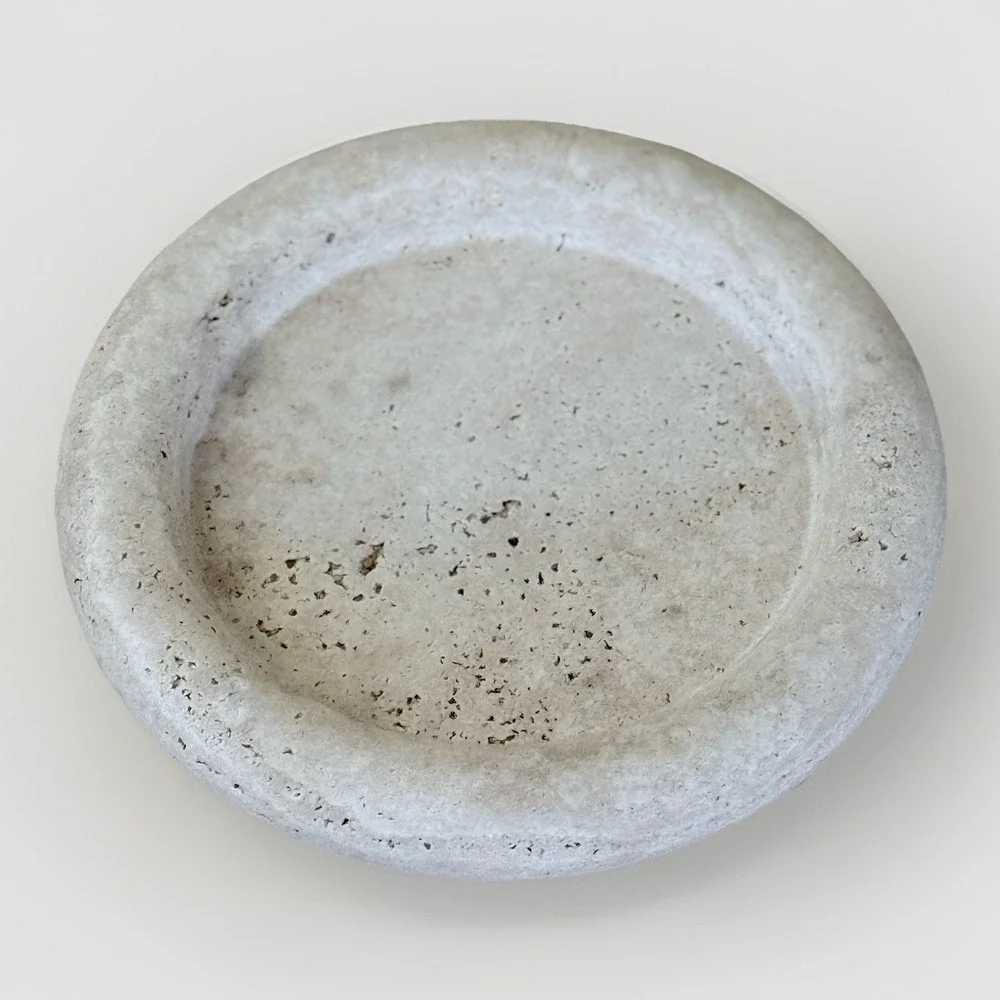 Neutral Marble Travertine Round Vanity Tray Jewelry Makeup Dish Decorative Beige